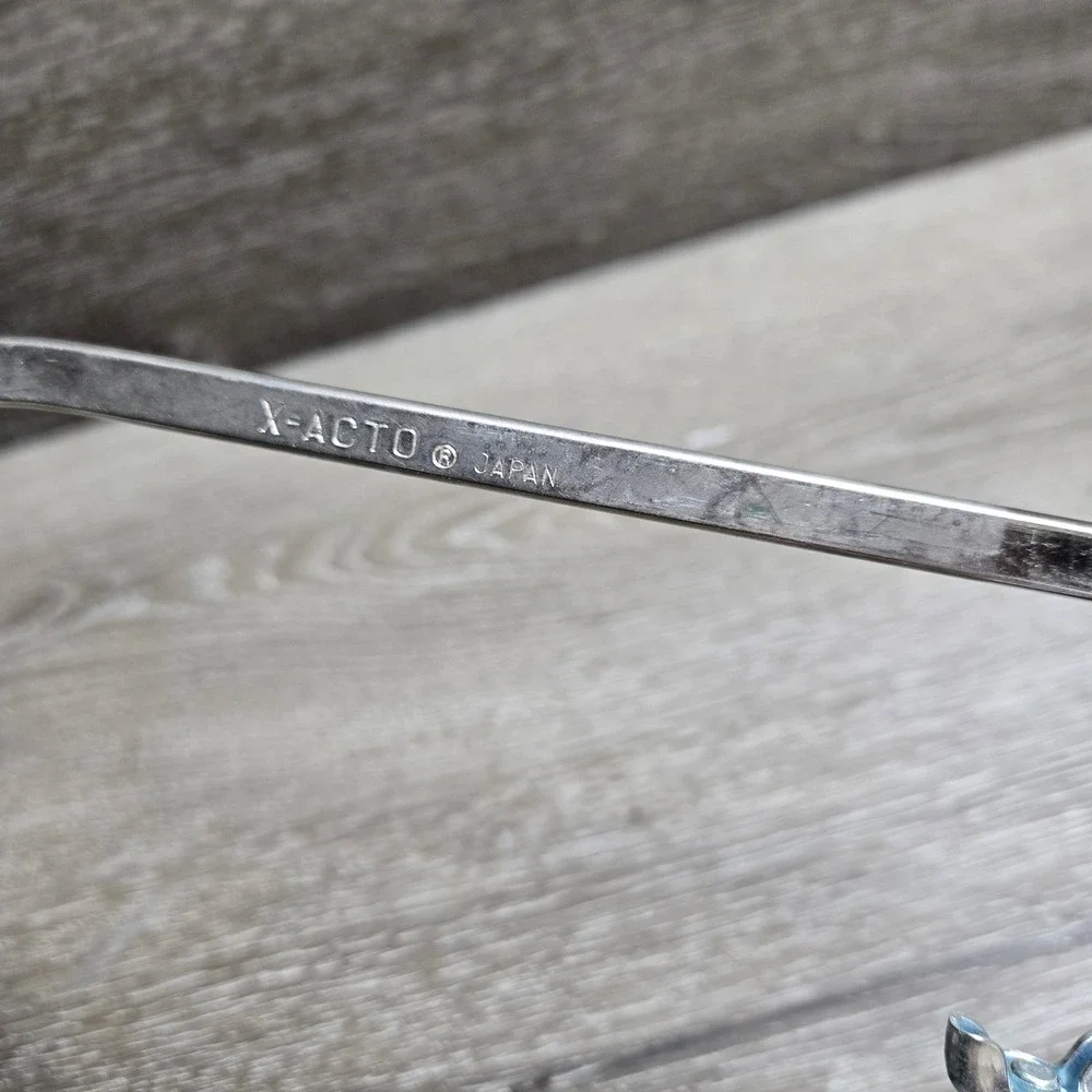 Vintage X-ACTO Adjustable Jewelers Coping Saw Frame Wood Handle Japan Silver